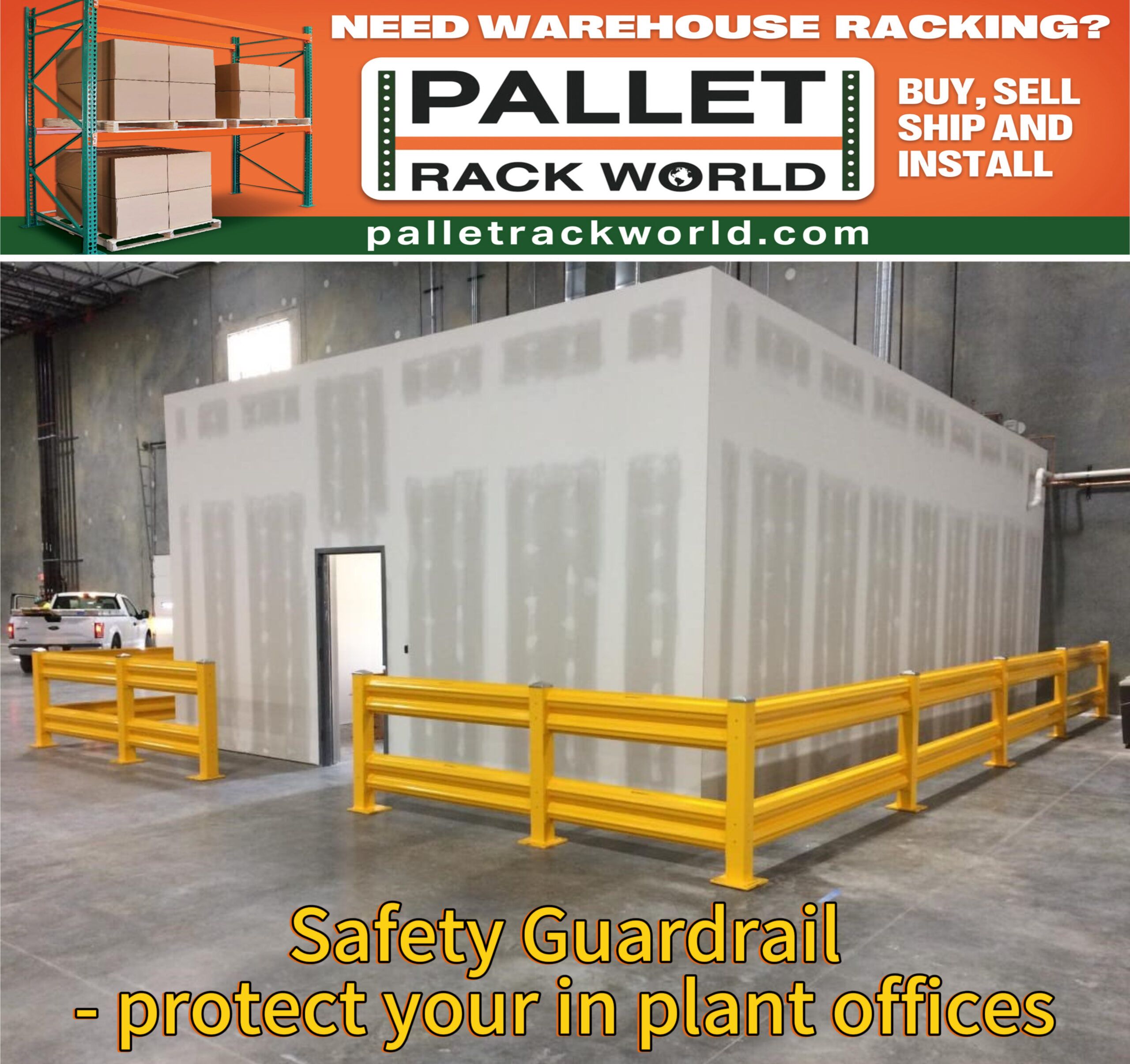 Double Rail Guardrail Starter 6' Wide | Industrial Warehouse Safety Rail - Image 2