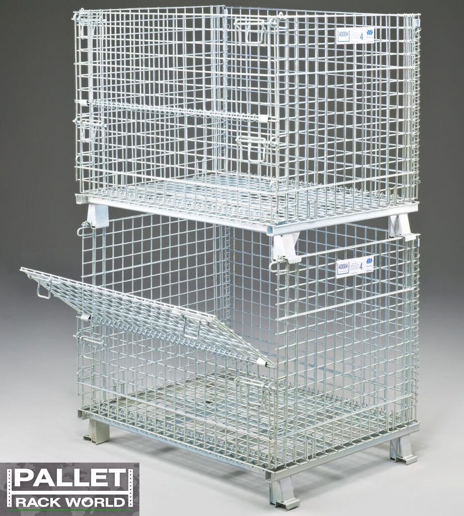Nashville Wire collapsible wire container with heavy-duty steel mesh construction for warehouse storage, material handling, and inventory organization.
